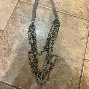 Gunmetal Beaded Layer Statement Necklace